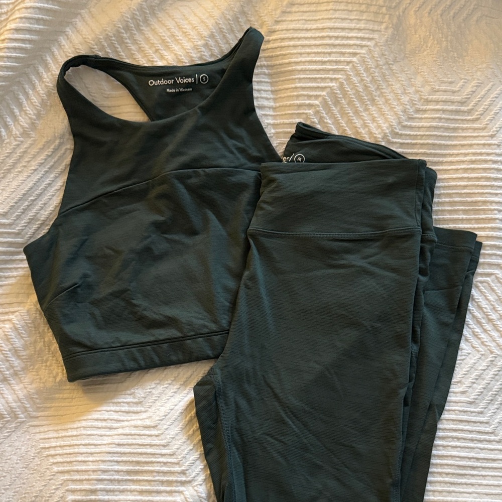 Outdoor Voices Dark Green Workout Set